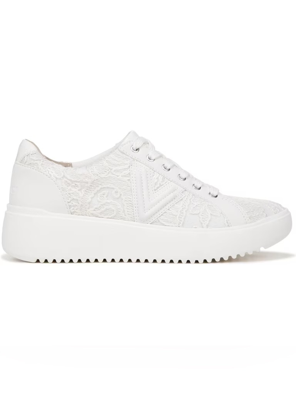 Vionic Kearny Platform Sneaker White Lace Sz 7.5